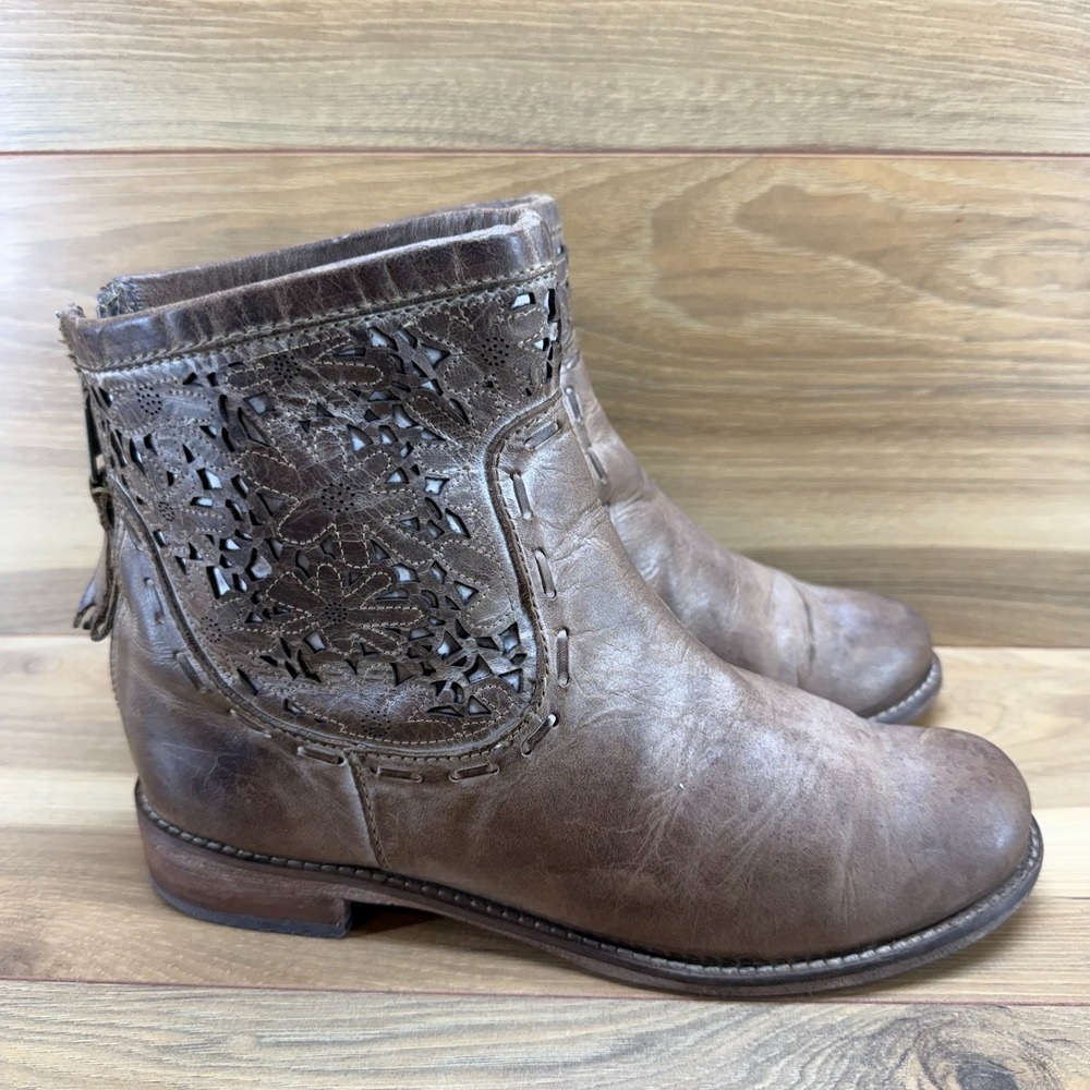 Corral Indie Spirit Boots Womens 9 M Brown Inlay Back Zip Ankle Boho - Picture 5 of 12